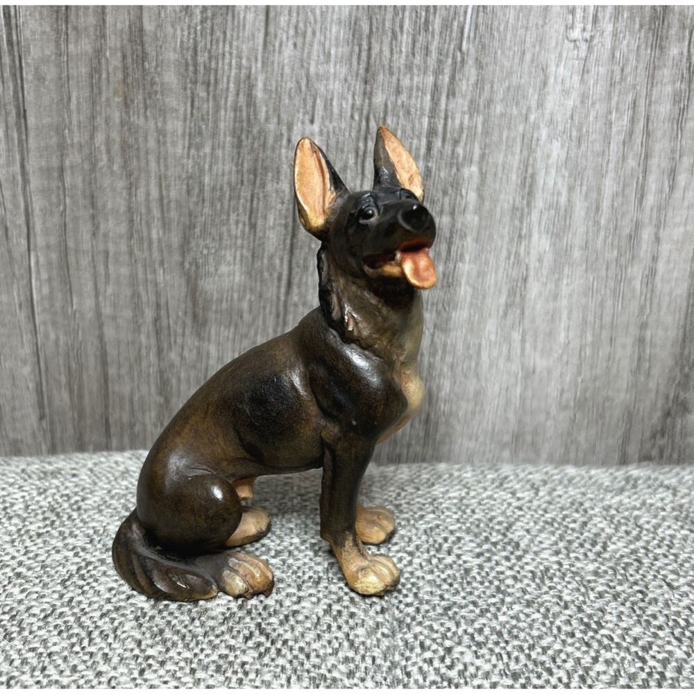 ANRI German Sheppard Wood Carved Dog Figurine Vintage Made in Italy